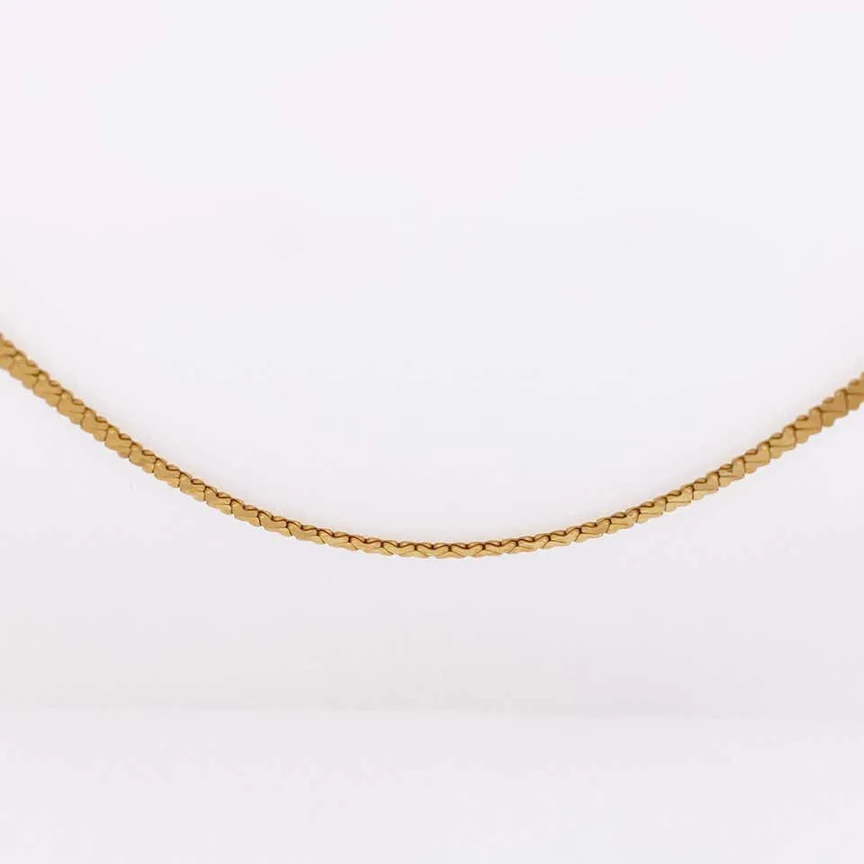 Gold Heart Chain in 14 Karat Yellow Gold, Flat Link