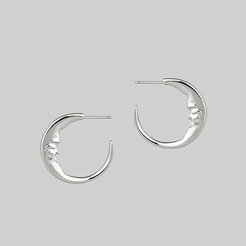 GOOD NIGHT. Man in the Moon Crescent Earrings - Silver