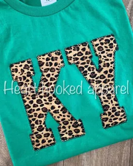 Green State Abbreviation Leopard Tee