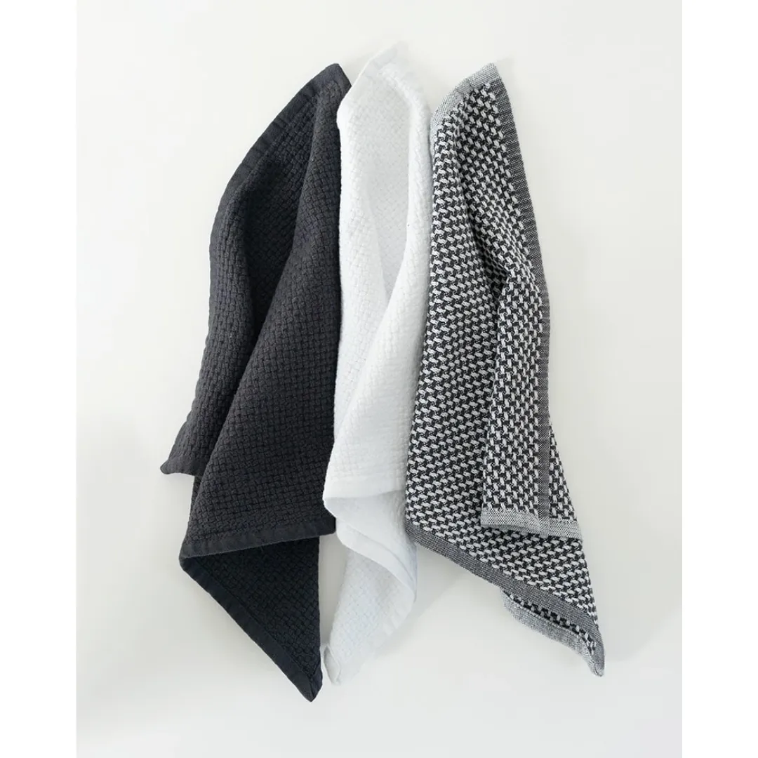 Grey Checkered Cotton Face Cloth Set of 2