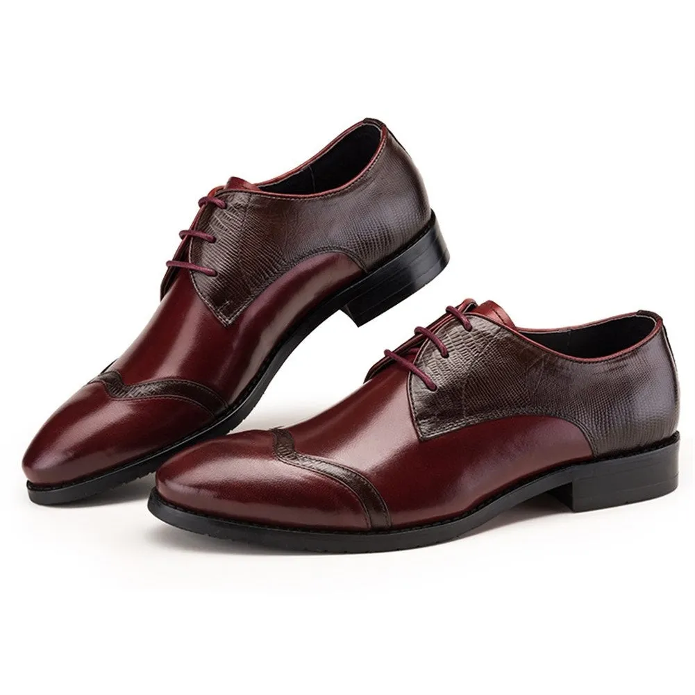 Hand-made Round Toe Brogue Oxford for Men Formal Shoe Lace Up Style Premium Genuine Leather Business Breathable Block Heel