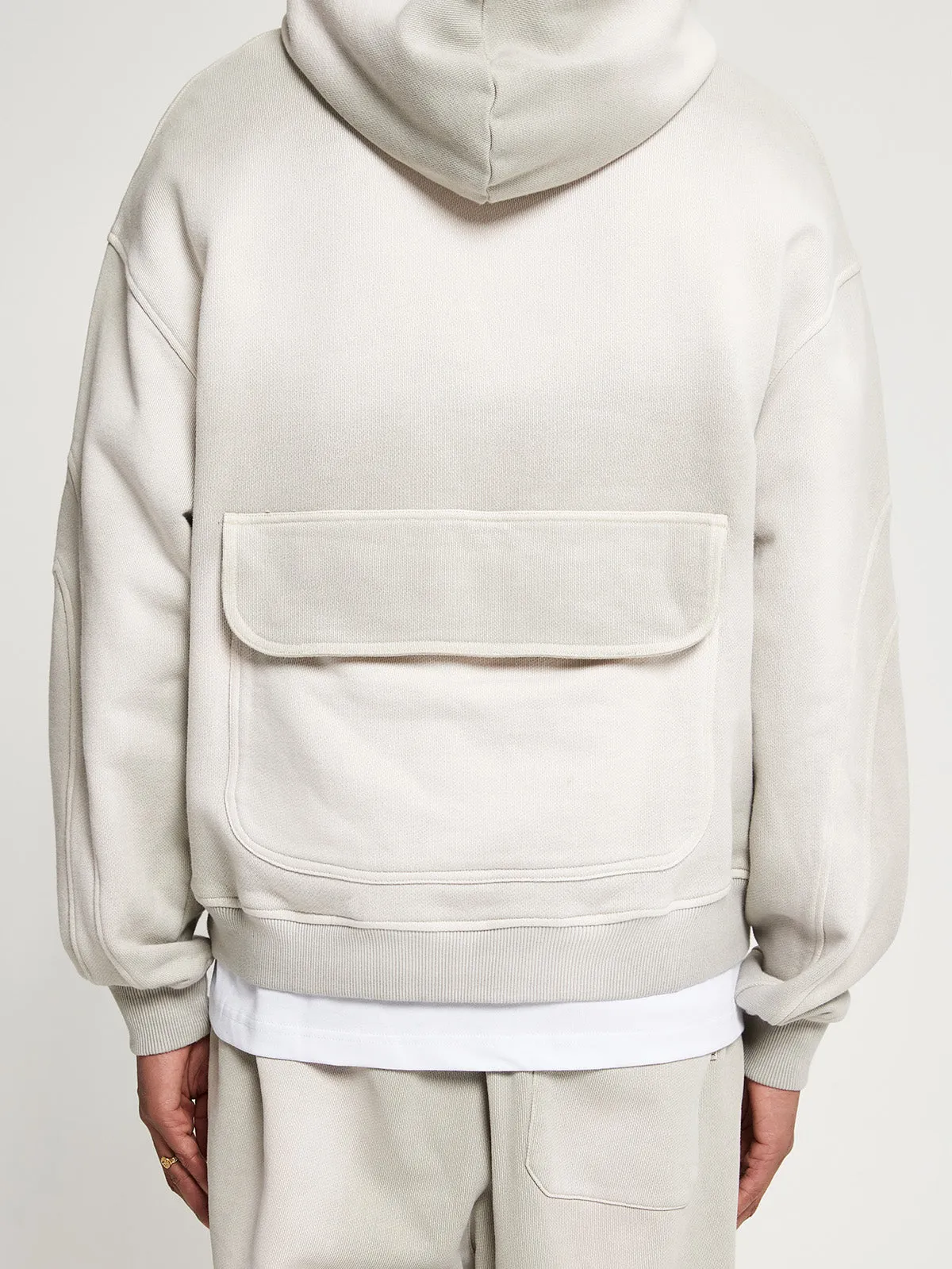 HOODIE WITH BACK POCKET - FADED CREAM