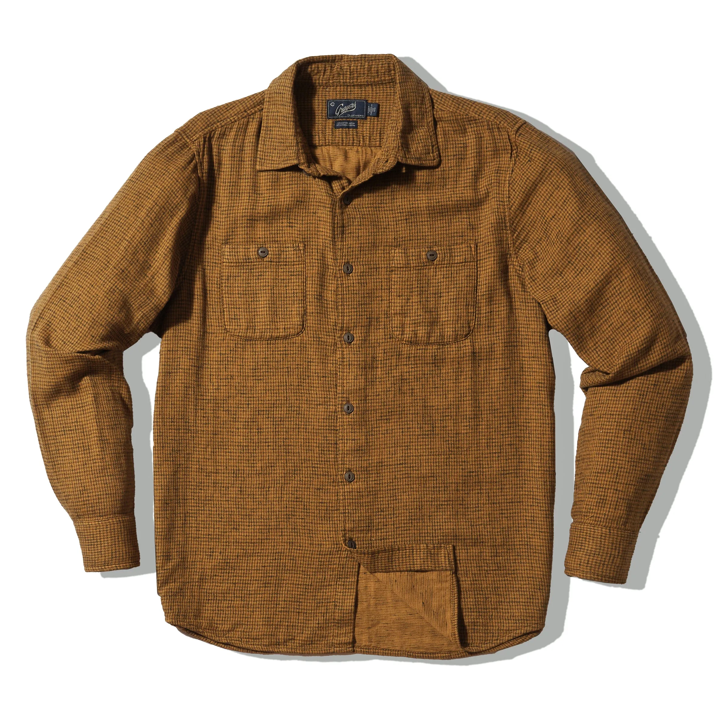 Houndstooth Double Cloth Workshirt - Dark Curry