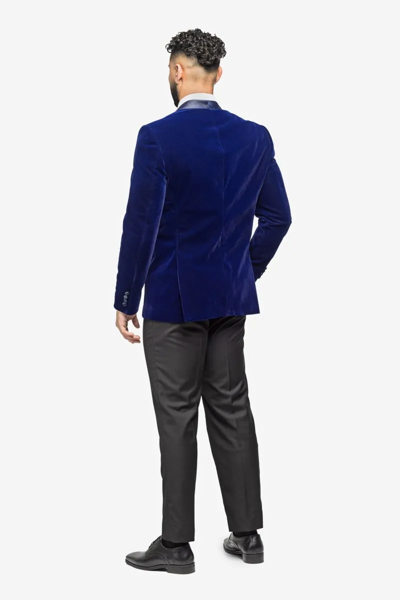 Indigo Blue Velvet Shawl Lapel Tuxedo