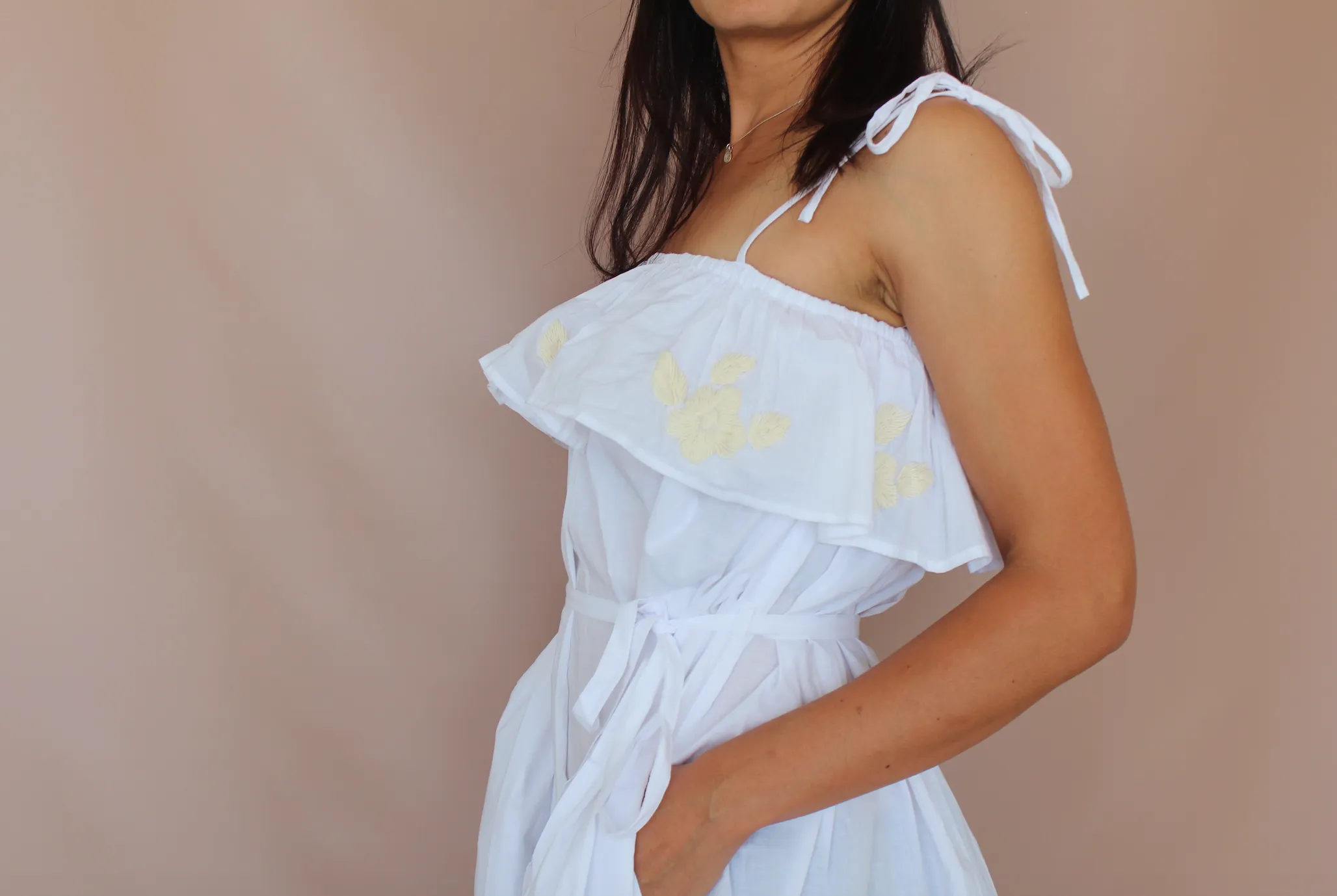 Kauai Emb Dress - Crystal White