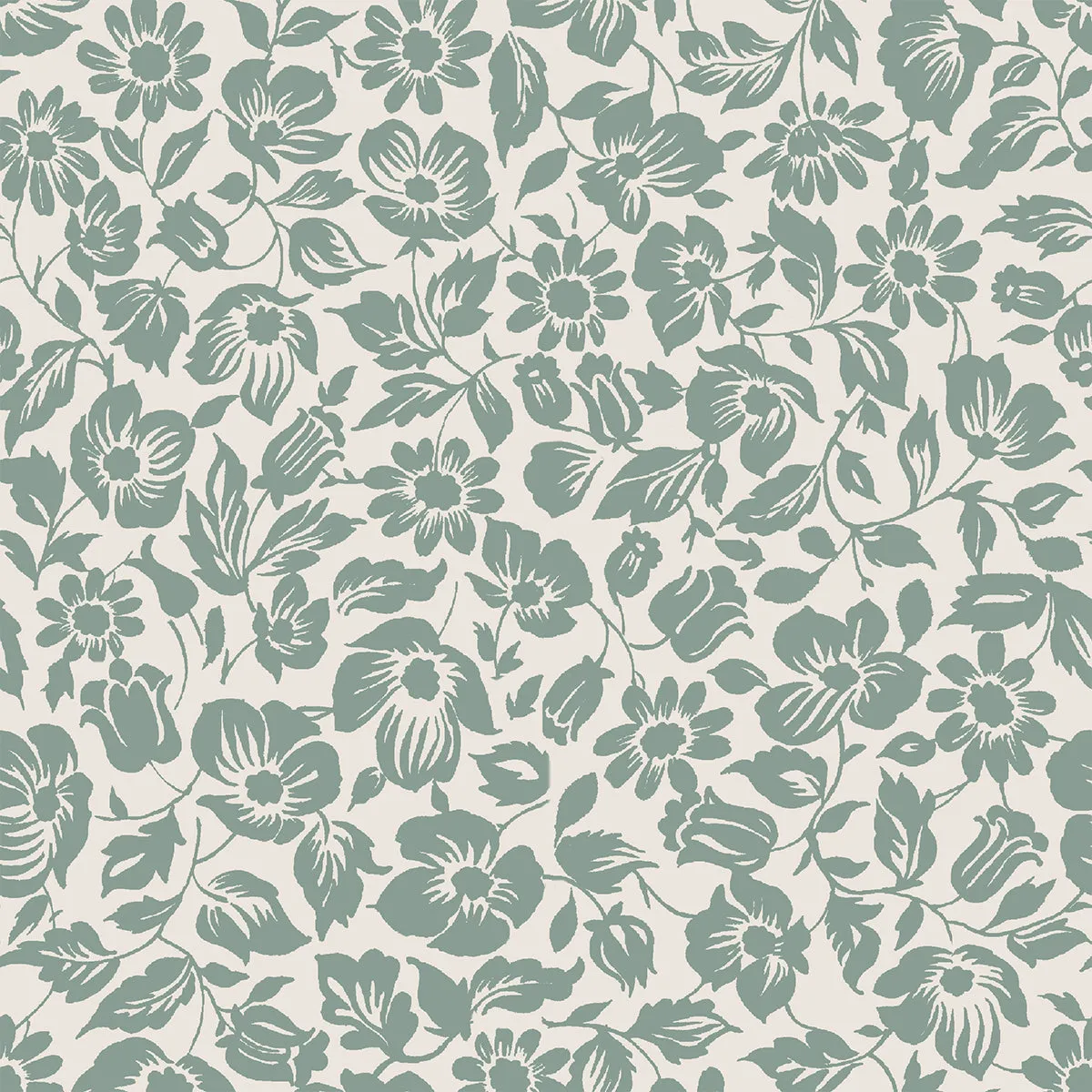 Laurel Green Meadow Floral Wallpaper