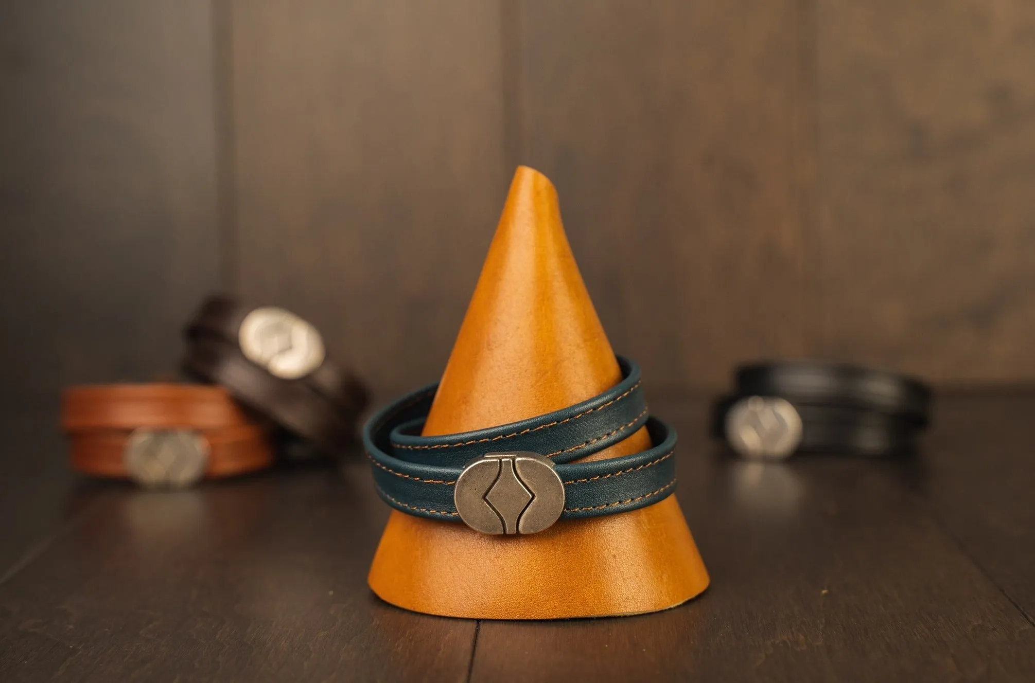 Leather Wristband Blue