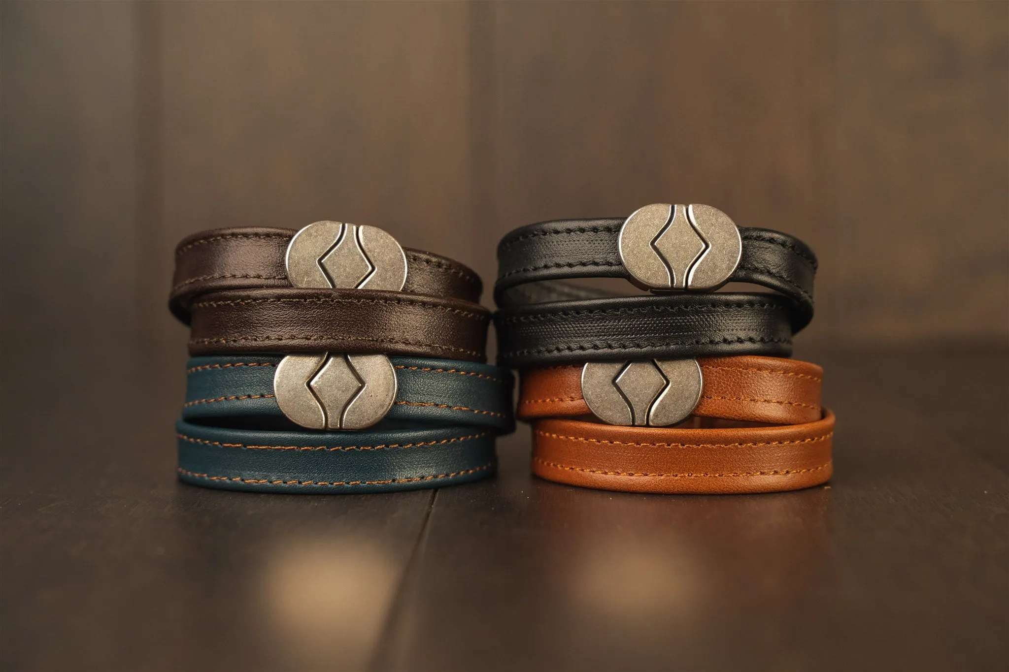 Leather Wristband Blue