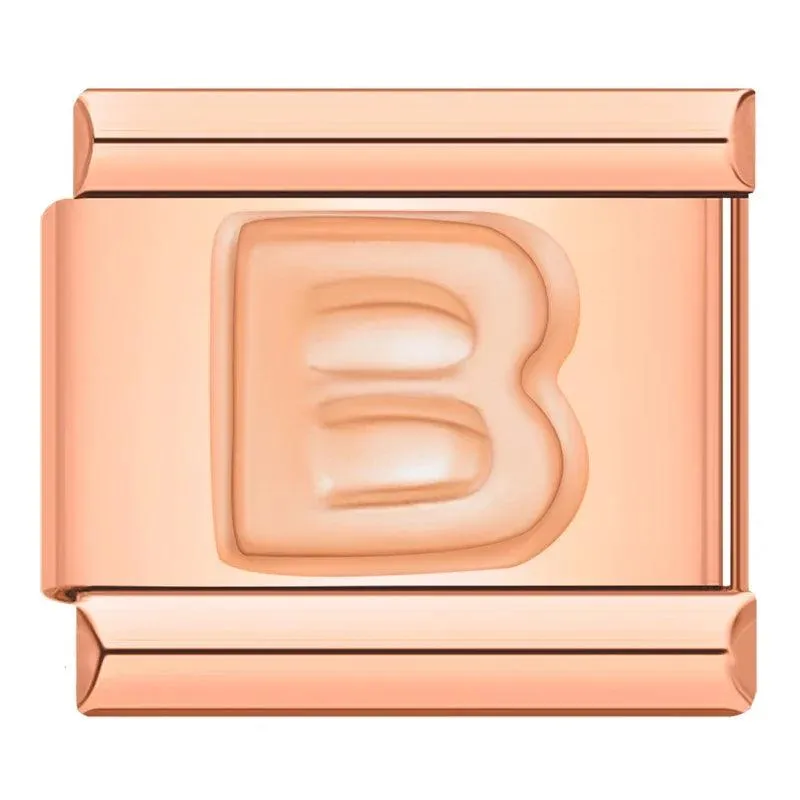 Letter B in Rose Gold, on Rose Gold