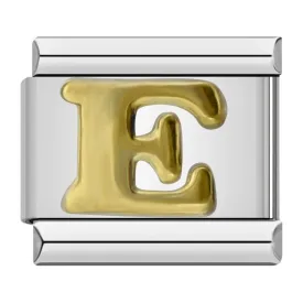 Letter E in Gold, on Silver