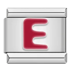 Letter E in Red, on Silver