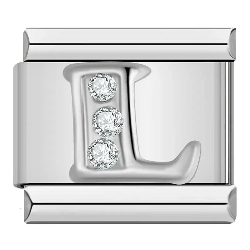 Letter L with Stones, on Silver