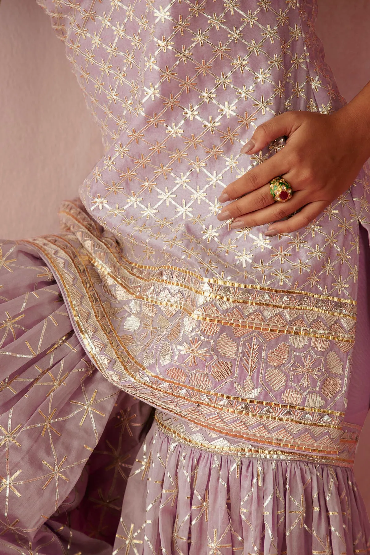 Lilac Fitted Gharara Set