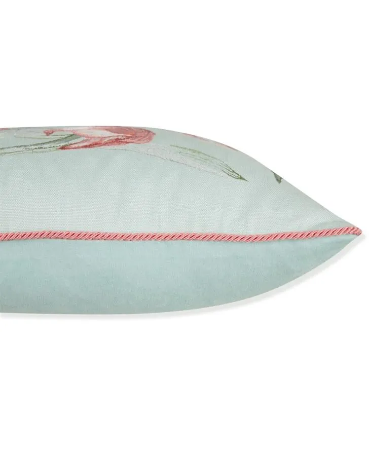 Lilium Embroidered Duck Egg Cushion