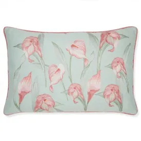 Lilium Embroidered Duck Egg Cushion