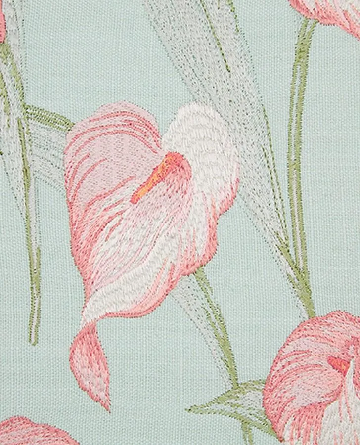 Lilium Embroidered Duck Egg Cushion