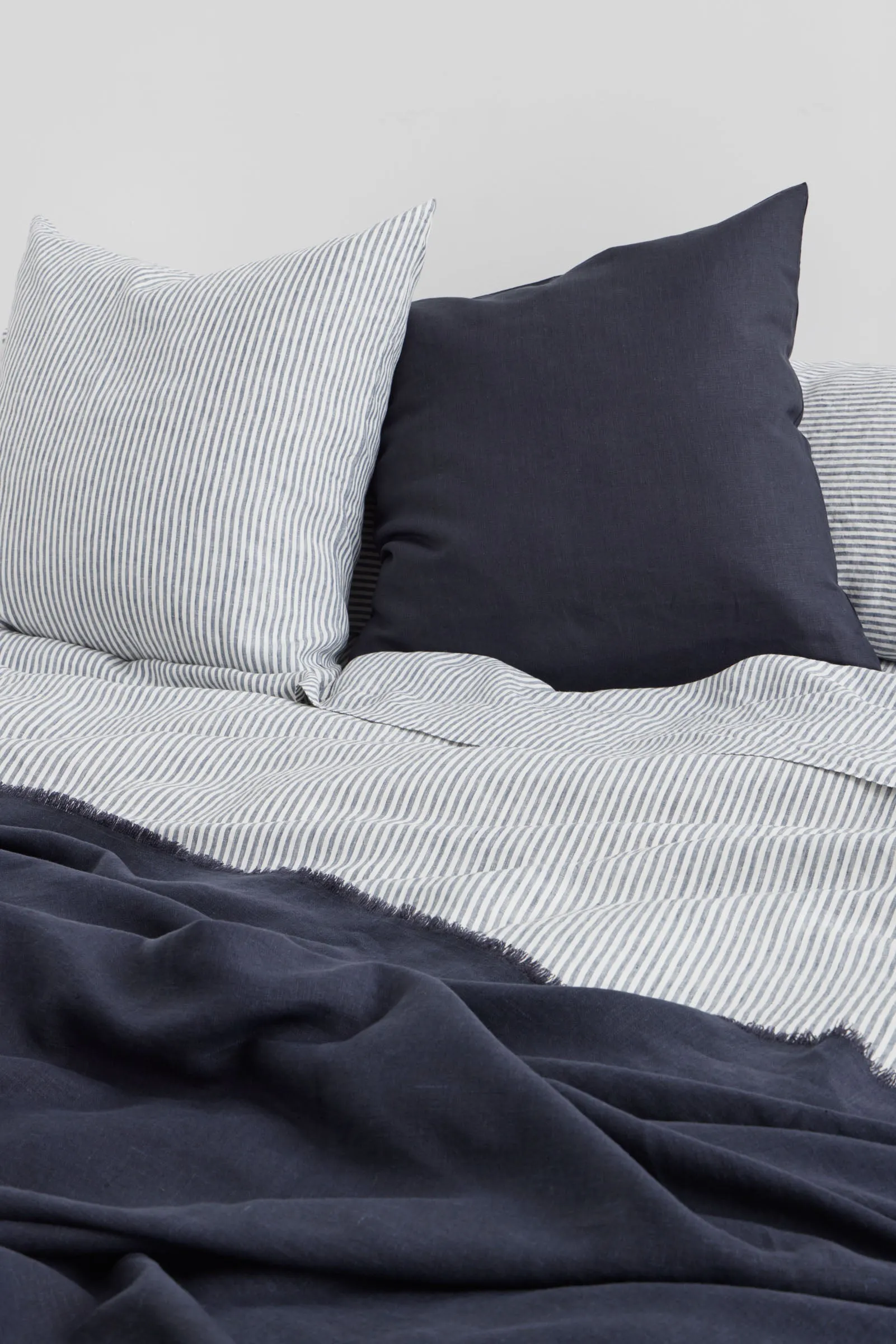 Linen Flat Sheet Ocean Stripe