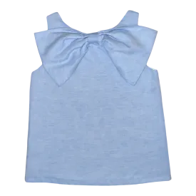 Lolli Bow Back Top – Bluffton Blue Linen