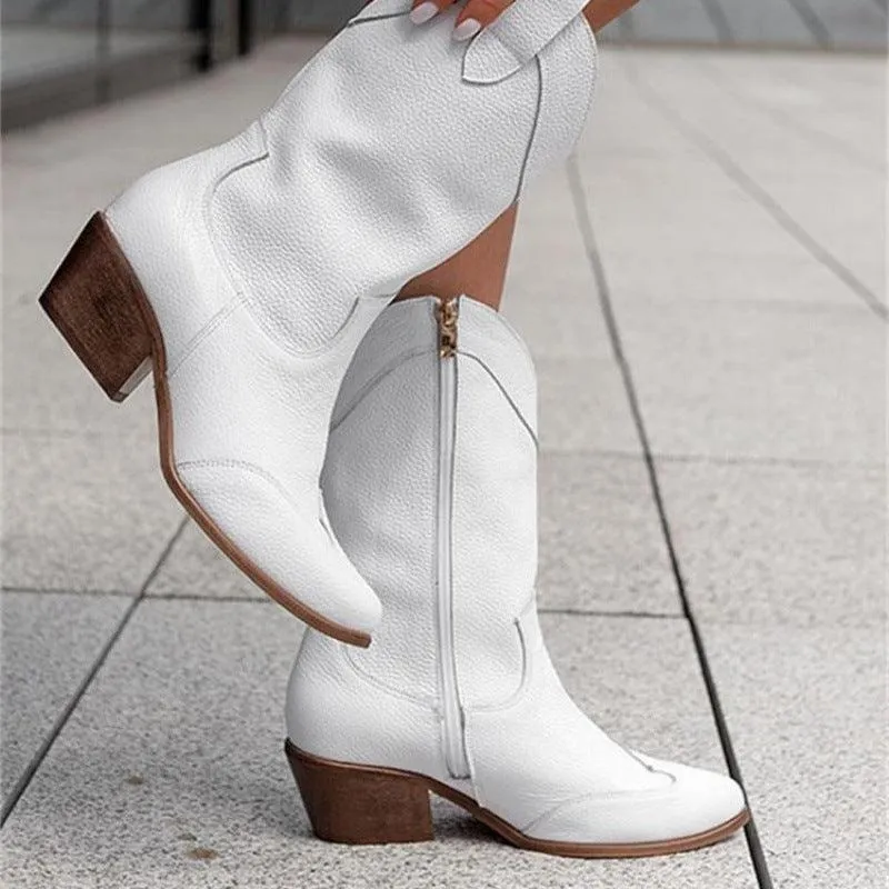 Low-top New Ethnic Style Women's Mid Heel Boots