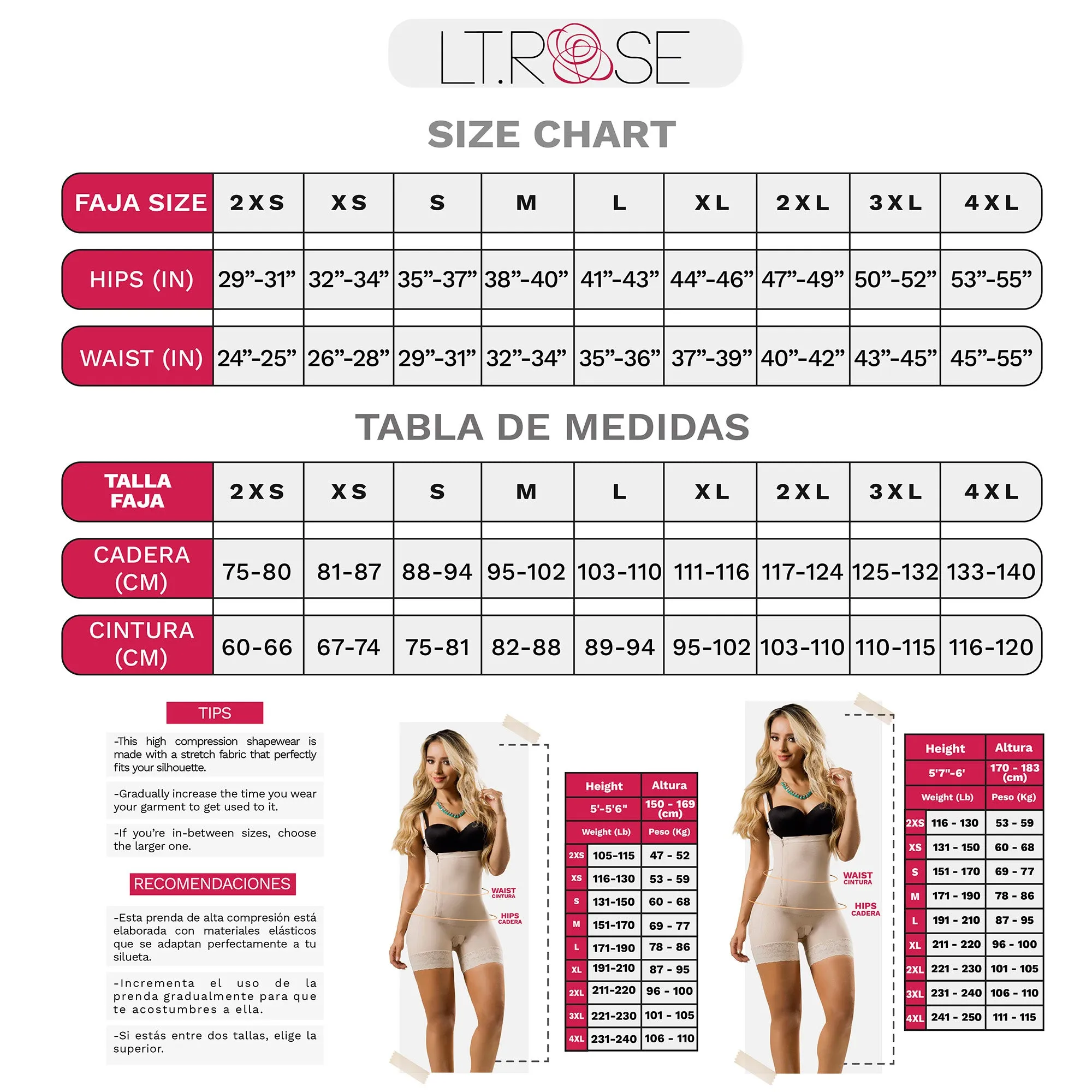 LT. Rose 21897 | Tummy Control Strapless Shapewear for Women | Colombian Fajas for Dresses