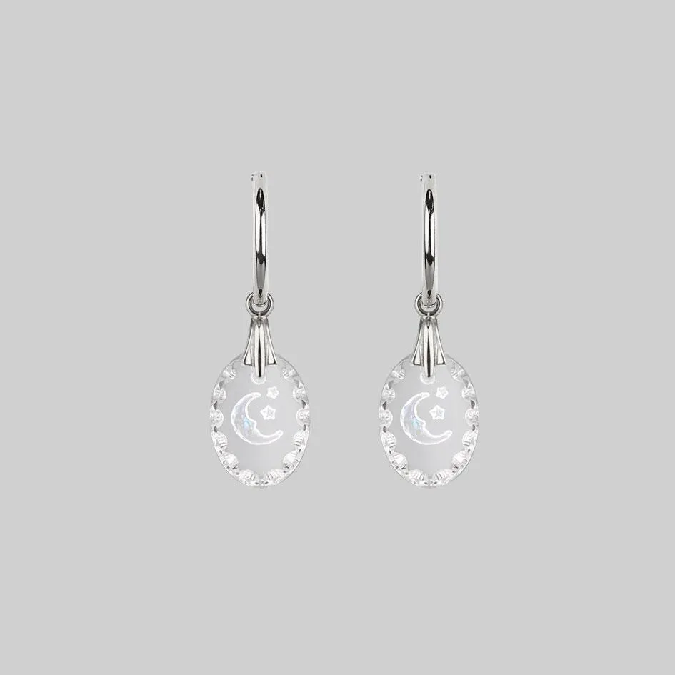 LYRAE. Moon & Stars Glass Earrings - Silver