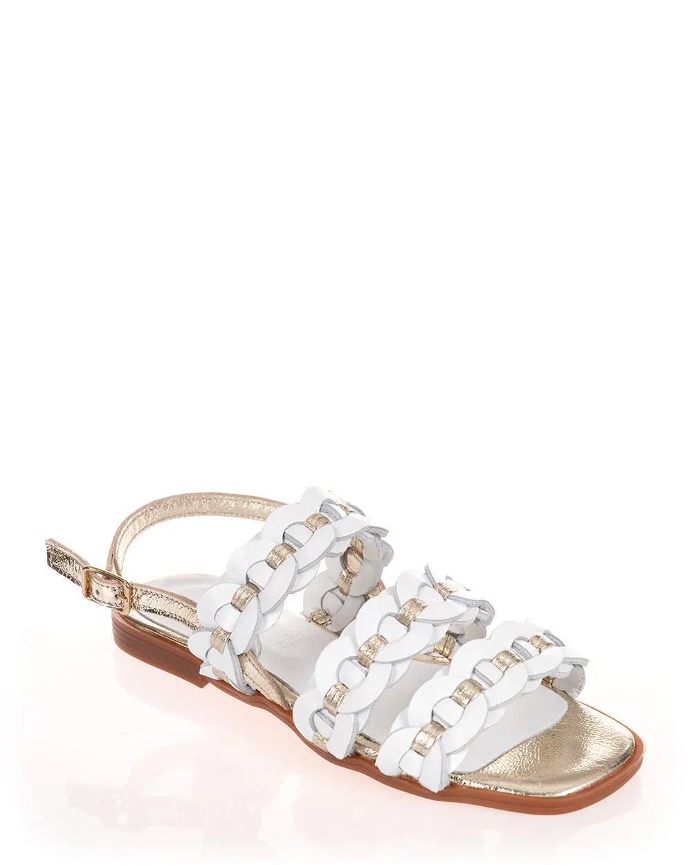 Mago Harlin White & Gold Leather Sandal