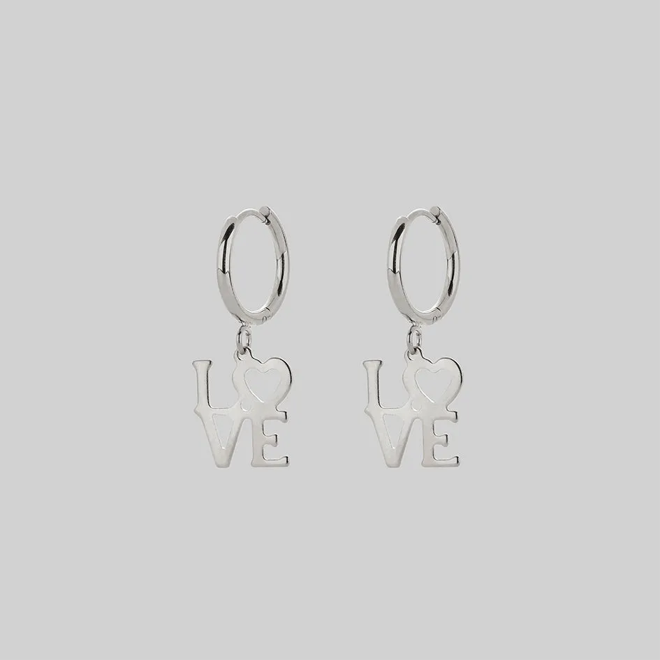 Make Love Not War Hoop Earrings - Silver