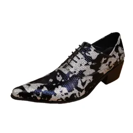 Men Pointed Lace Up Printed Formal Oxofrd