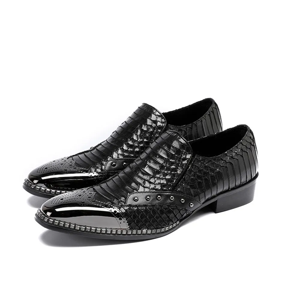 Men Steel Toe Black Slip On Oxford Shoes