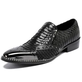 Men Steel Toe Black Slip On Oxford Shoes