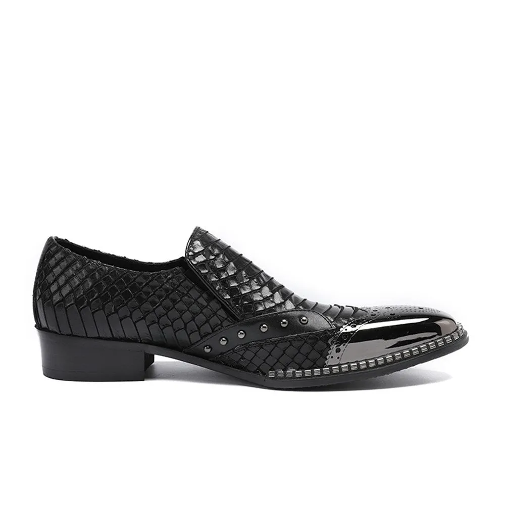 Men Steel Toe Black Slip On Oxford Shoes