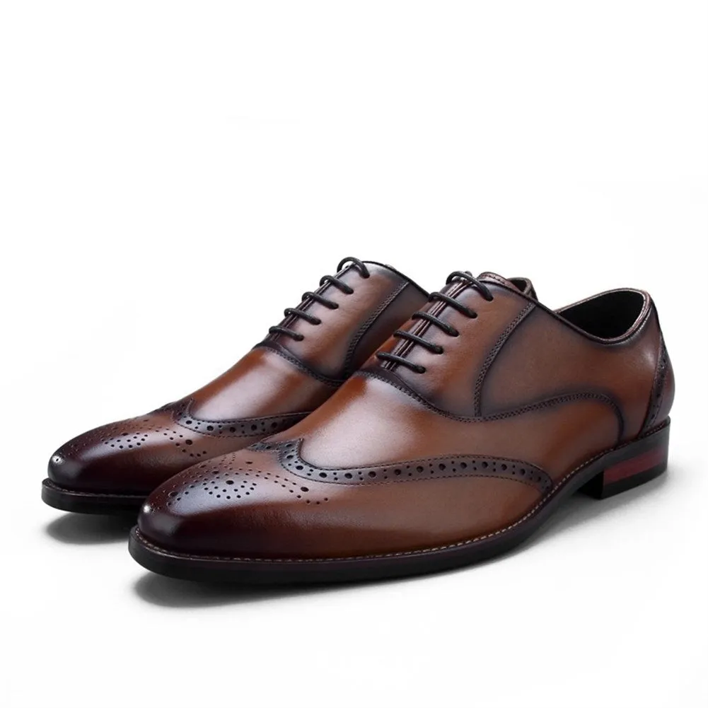 Men Wing Tip Lace Up Round Toe Formal Shoes