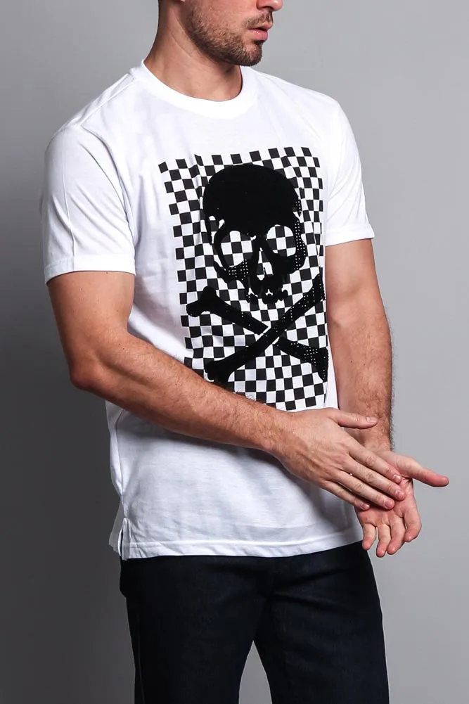 Men's Checkered Skull T Shirt