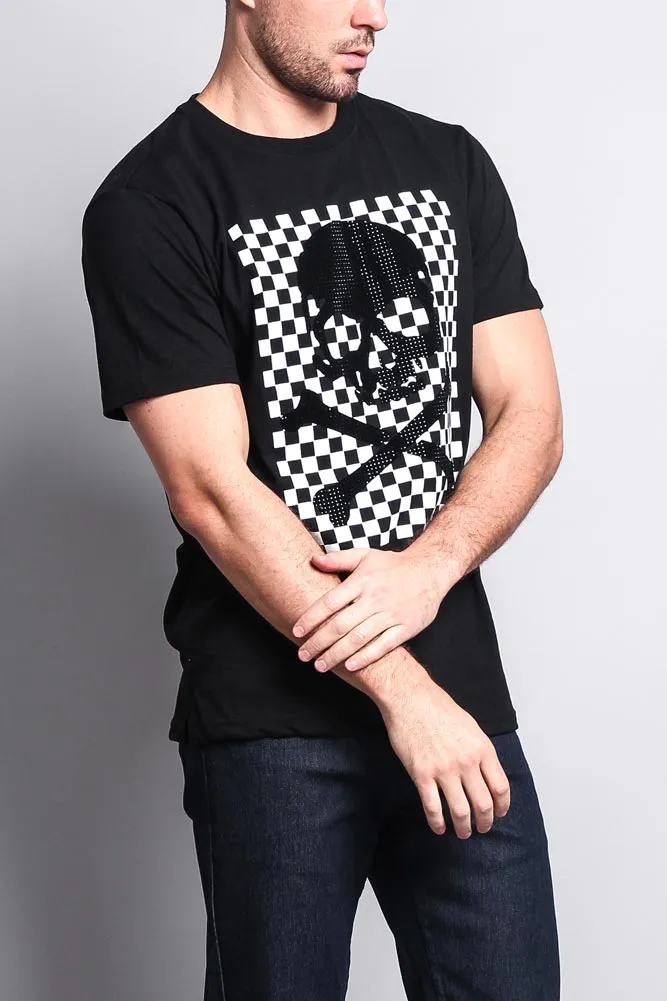 Men's Checkered Skull T Shirt