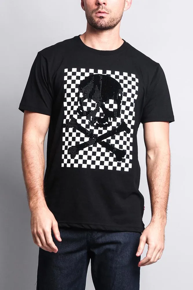 Men's Checkered Skull T Shirt