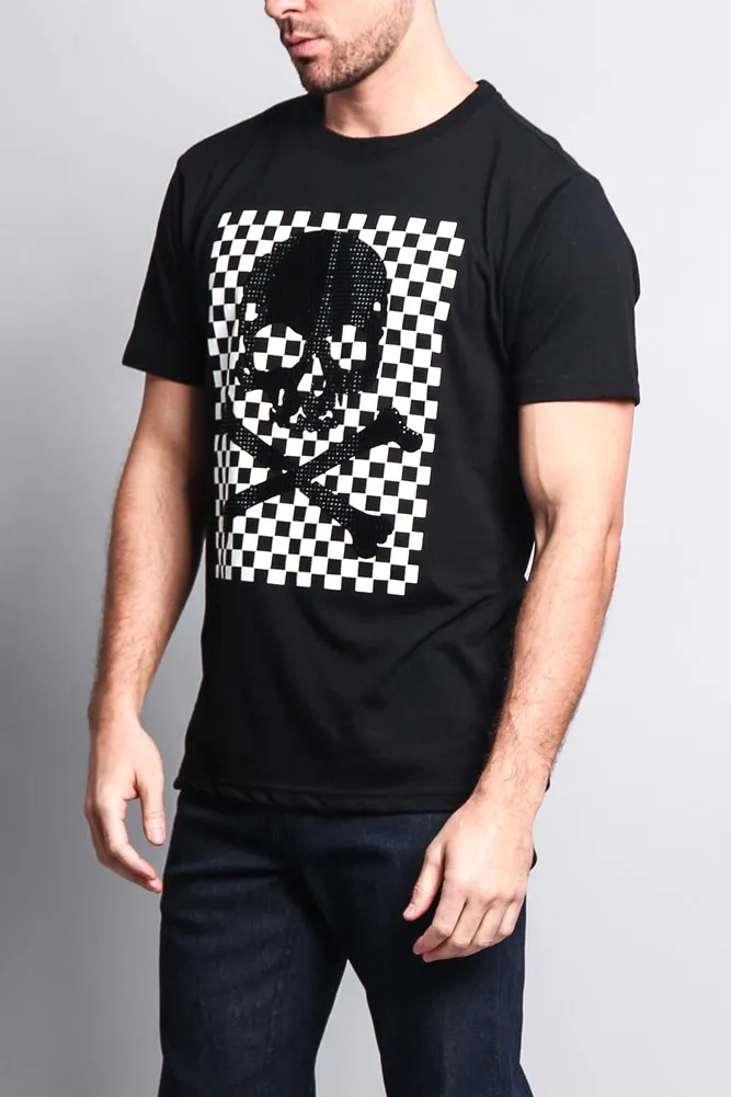 Men's Checkered Skull T Shirt