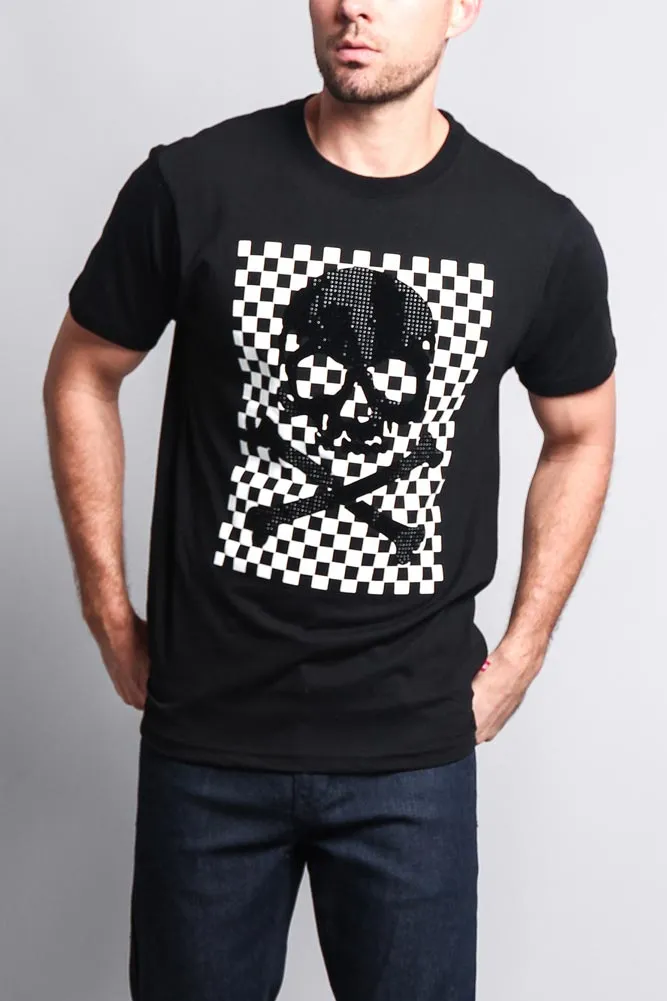 Men's Checkered Skull T Shirt