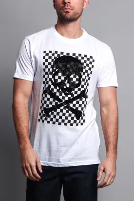 Men's Checkered Skull T Shirt