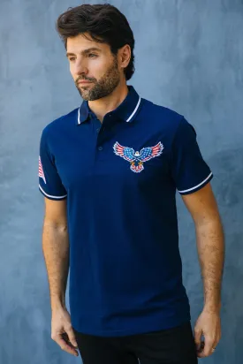 Mens Modern Fit Stretch USA Embroidery Polo