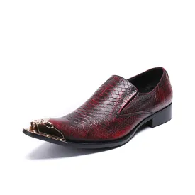 Mens Steel Toe Wine Slip On Oxford Shoes