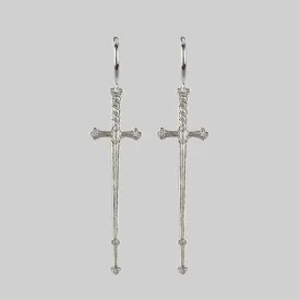 MERCY. Sword Hoop Earrings - Silver