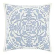 Mila Blue Embroidered Medallion Throw Pillow