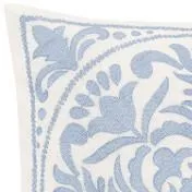 Mila Blue Embroidered Medallion Throw Pillow