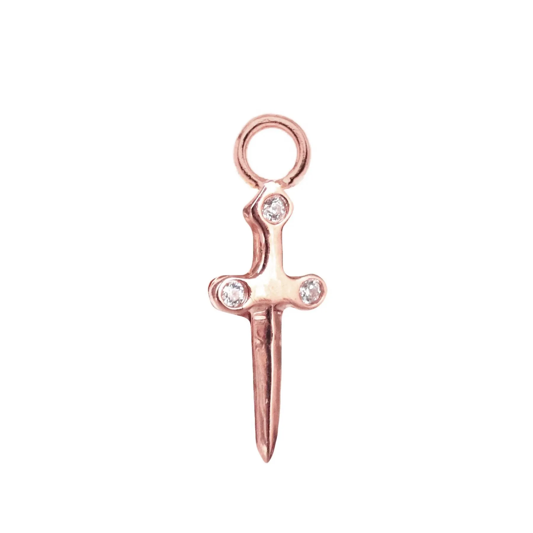 MINI PROTECT SWORD NAMESAKE CHARM - CUBIC ZIRCONIA & ROSE GOLD