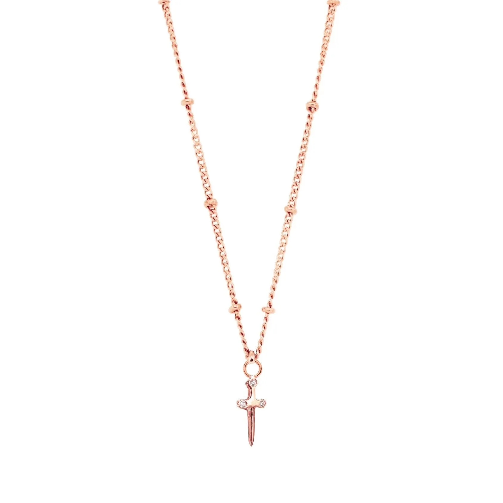 MINI PROTECT SWORD NAMESAKE CHARM - CUBIC ZIRCONIA & ROSE GOLD