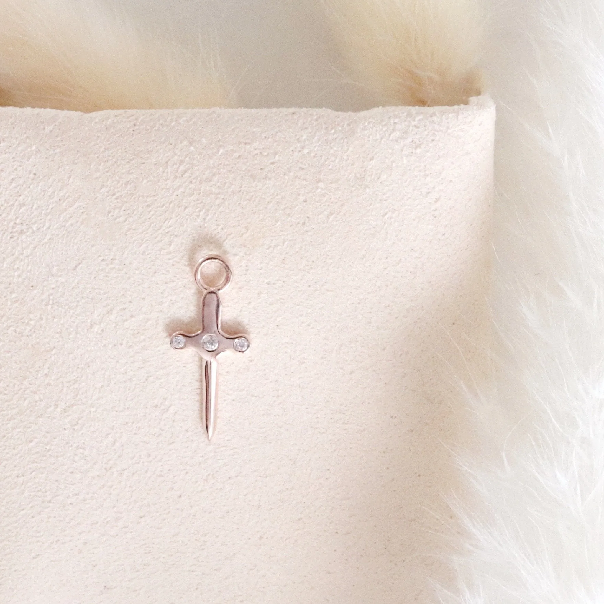 MINI PROTECT SWORD NAMESAKE CHARM - CUBIC ZIRCONIA & ROSE GOLD