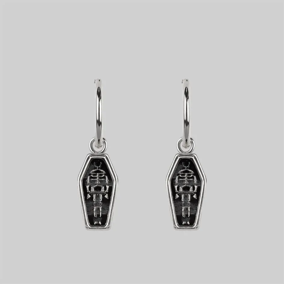 MORALITY. Skeleton Coffin Hoop Earrings - Silver