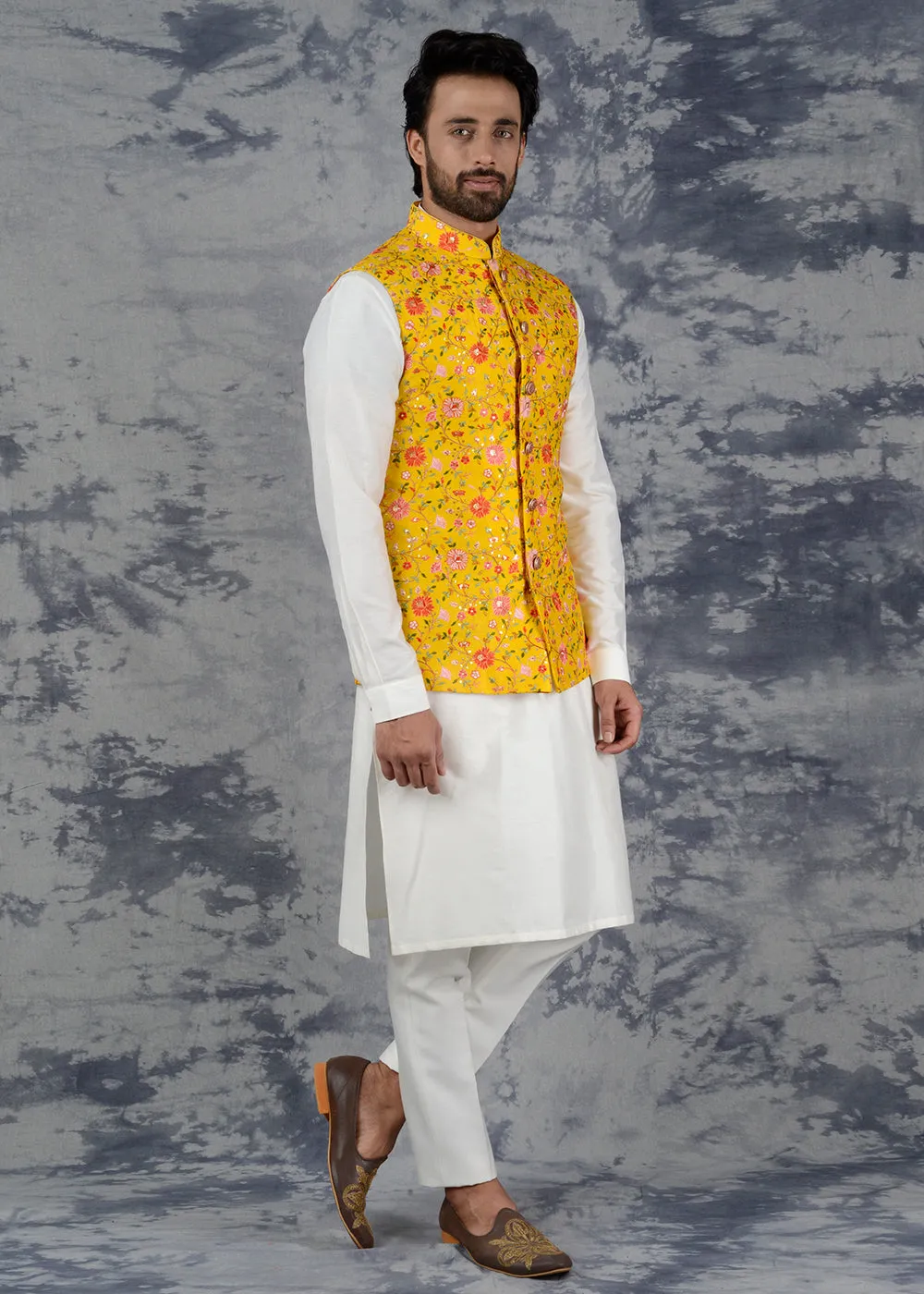 Mustard Yellow Bandhgala Jacket | Siddhesh Chauhan