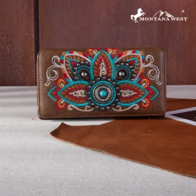 MW1258-W010 Montana West Embroidered Tribal Mandala Collection Wallet