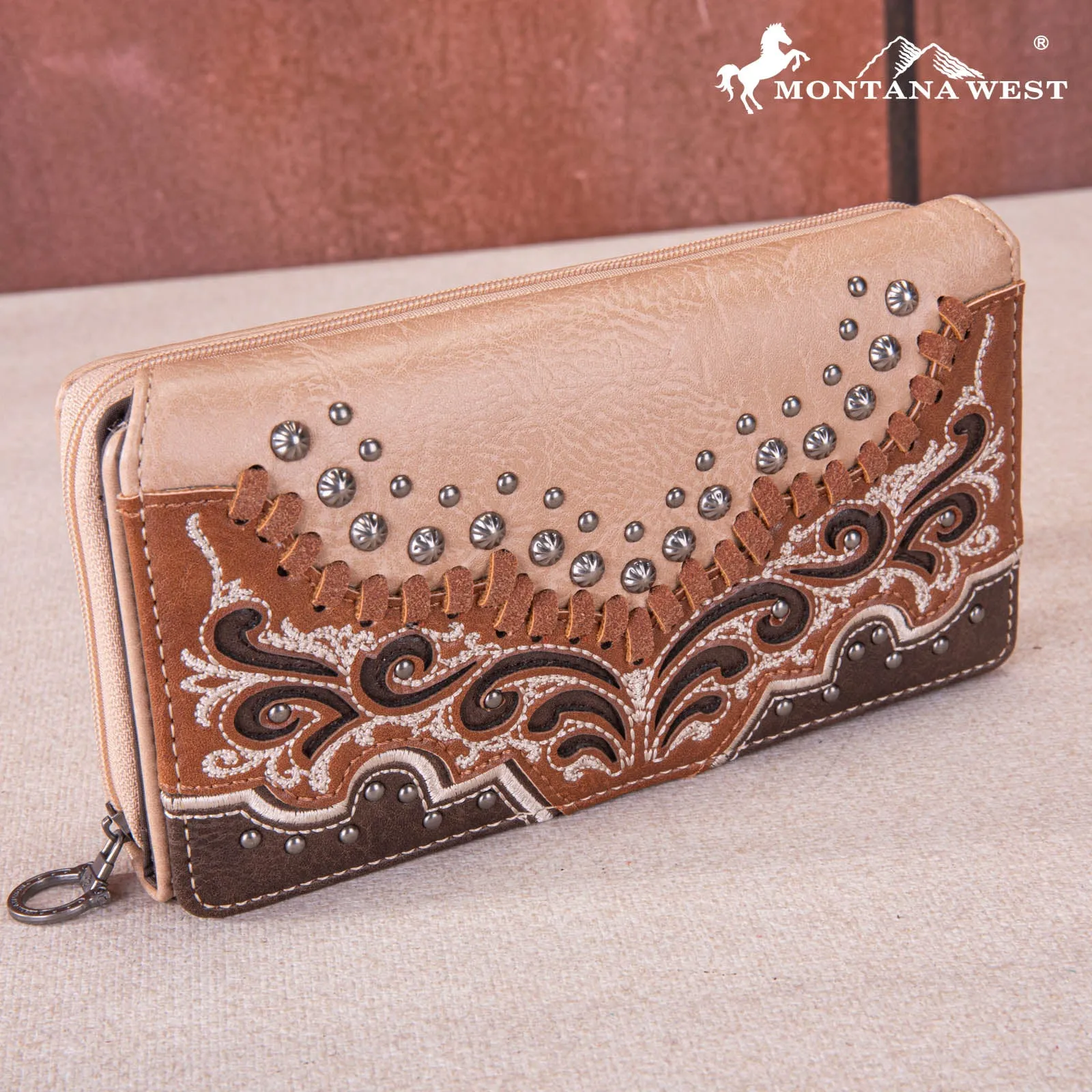 MW1269-W010 Montana West Embroidered Scroll Cut-out Collection Wallet